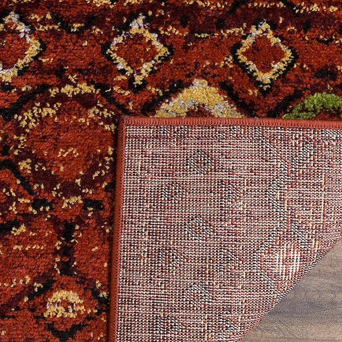 SAFAVIEH Amsterdam Collection Area Rug - 10' x 14', Terracotta & Multi, Moroccan Boho Design, Non-Shedding & Easy Care, Ideal for High Traffic Areas in Living Room, Bedroom (AMS108D)