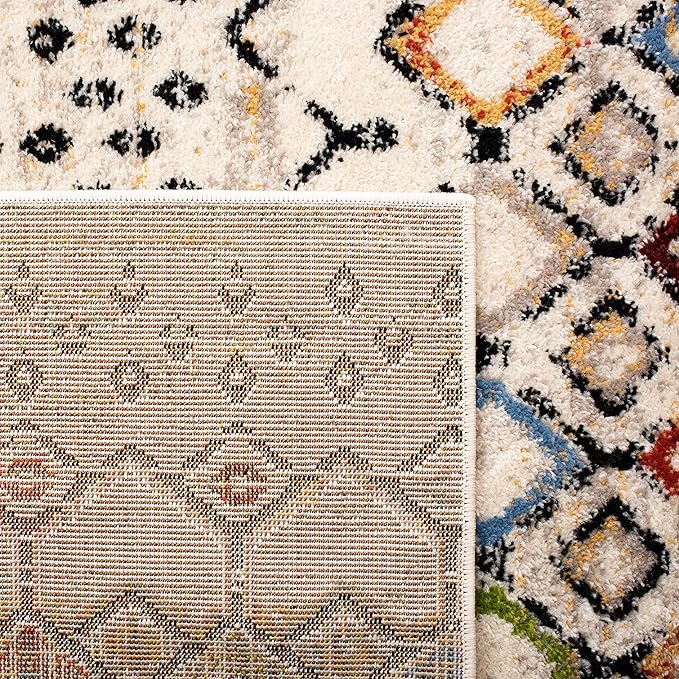 SAFAVIEH Amsterdam Collection Runner Rug - 2'3" x 10', Ivory & Multi, Moroccan Boho Design, Non-Shedding & Easy Care, Ideal for High Traffic Areas in Living Room, Bedroom (AMS108K)