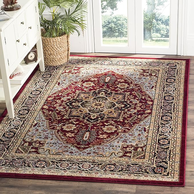 SAFAVIEH Lyndhurst Collection Area Rug - 5'3" x 7'6", Red & Black, Traditional Oriental Design, Non-Shedding & Easy Care, Ideal for High Traffic Areas in Living Room, Bedroom (LNH330B)