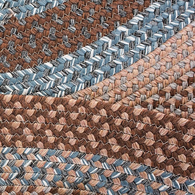 SAFAVIEH Washable Rug Outdoor Braided Collection - 8' Square, Brown & Multi, Handmade & Reversible, Non-Shedding & Easy to Clean, Ideal for Patio, Backyard, Mudroom (BRD313A)