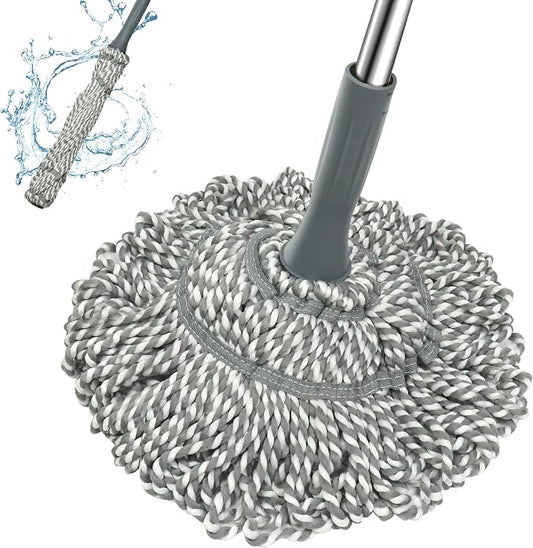 Self Wringing Mop Easy Squeeze Twist Mop Reusable Floor Cleaning Mop Adjustable Handle Gray Household Cleaning Tool