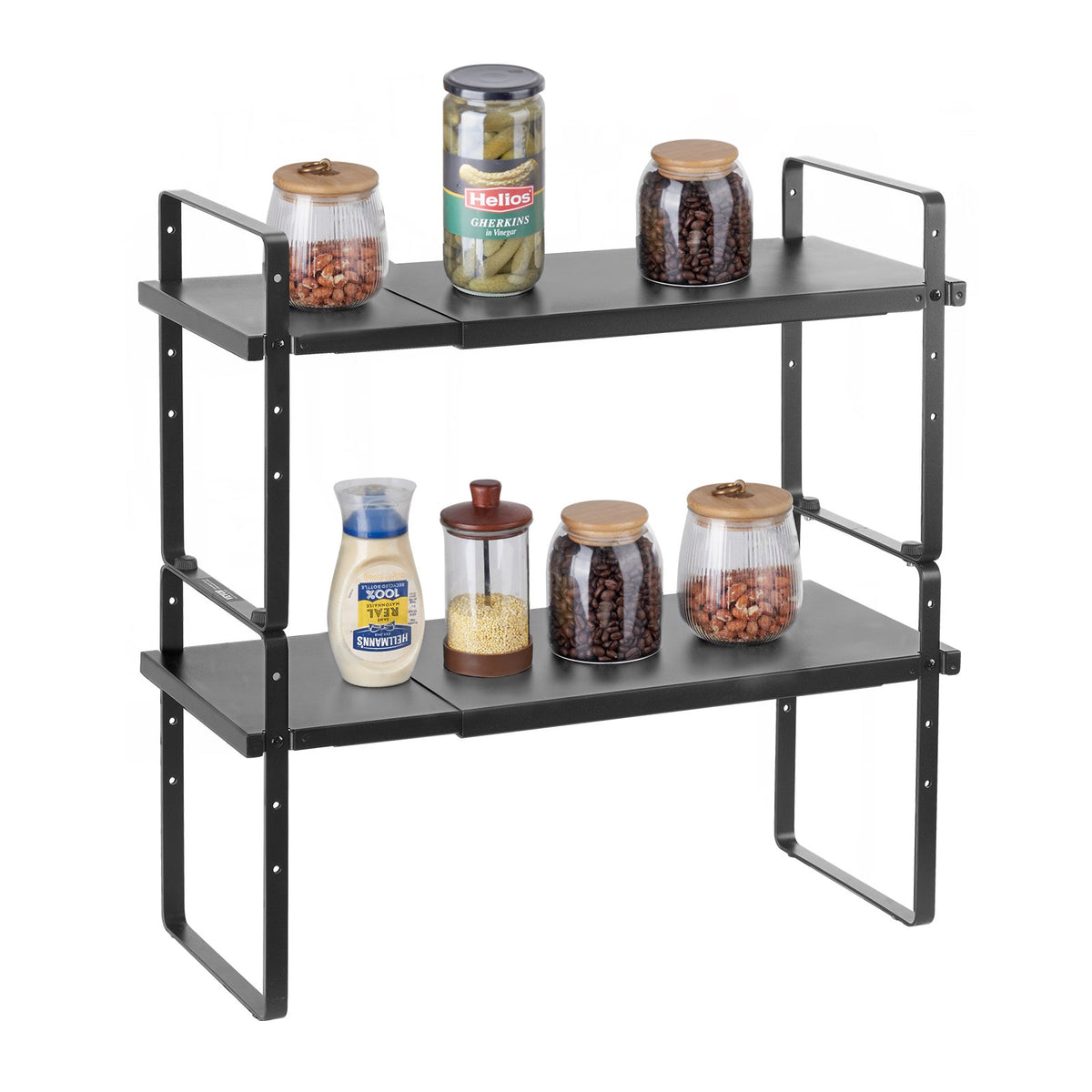 2 Tier Cabinet Organizer Shelf Counter Shelves Steel Kitchen Storage Spice Rack - Image 5
