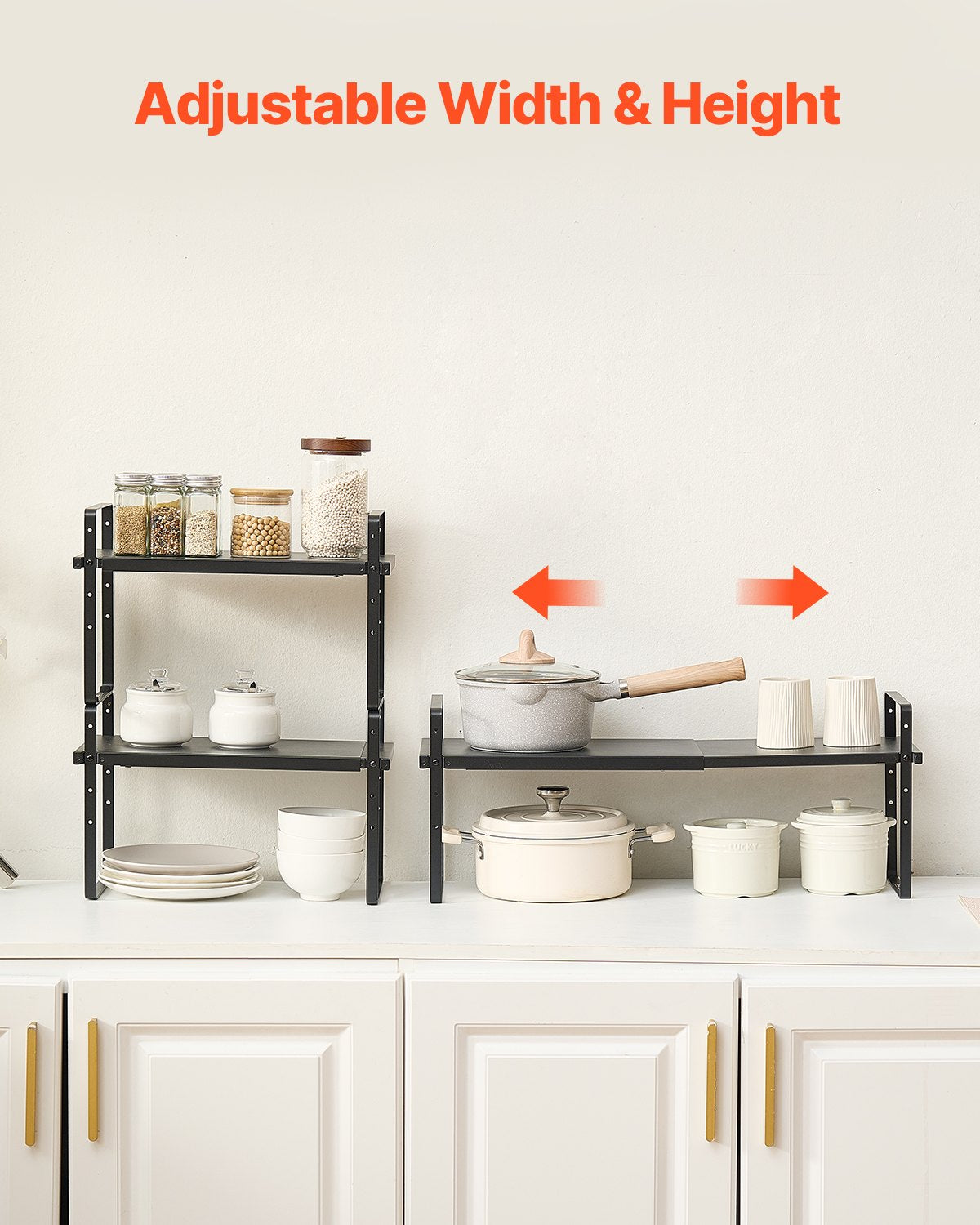 2 Tier Cabinet Organizer Shelf Counter Shelves Steel Kitchen Storage Spice Rack - Image 3