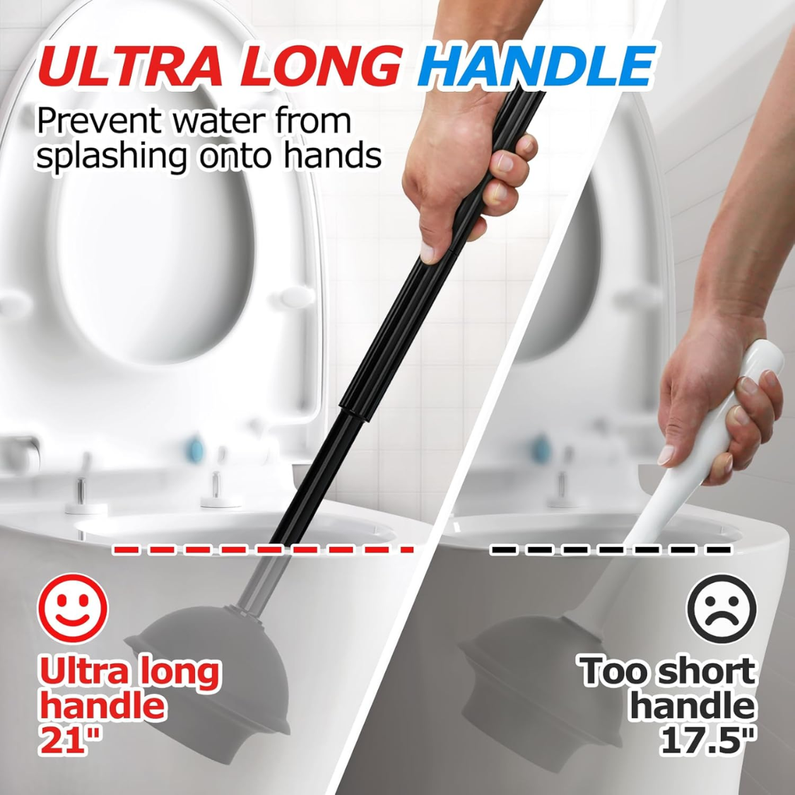 Toilet Plunger And Brush Set Extended Handle Plunger Toilet Bowl Brush Plunger Set Bathroom Cleaning Tools Toilet Brush Plunger Combo Cleaning Brush Bathroom Cleaning Supplies - Image 6