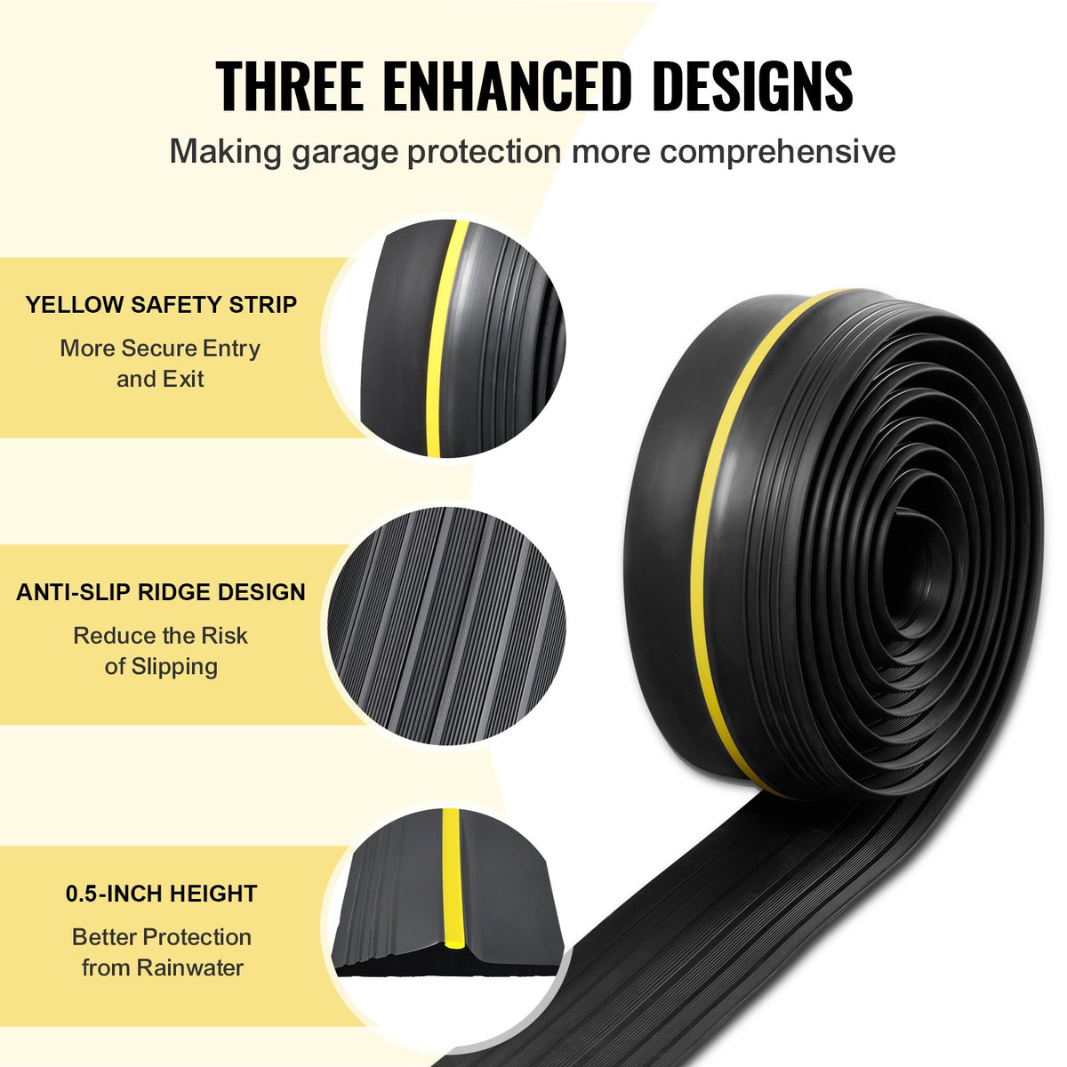 Garage Door Threshold Seal Strip, 12 FT Universal Garage Door Floor Seal Strip With Adhesive, Garage Door Bottom Weatherproof Strip, Upgraded Thick PVC DIY Weather Stripping Replac - Image 5
